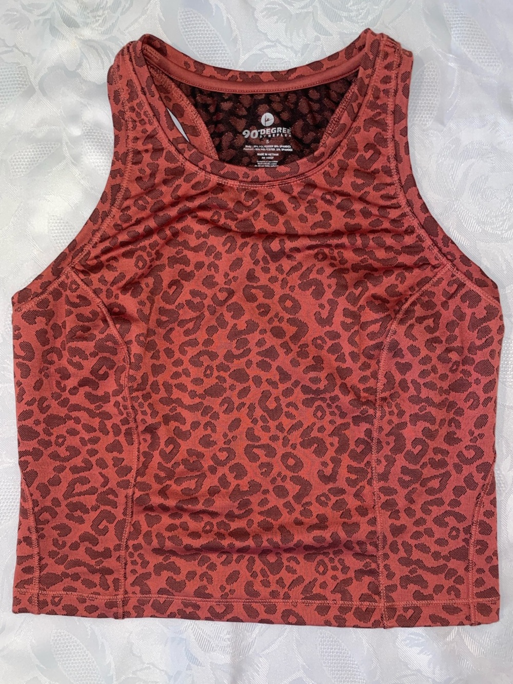 90 Degree By Reflex Rust Red Leopard Print Racerback Tank